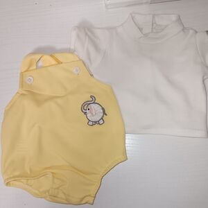 Cabbage Patch Yellow Elephant Romper and White Top Set